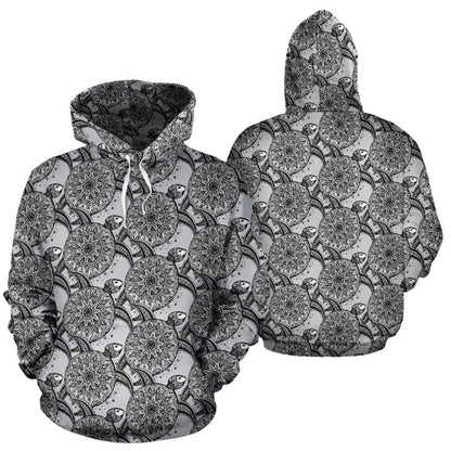 Tribal Turtle Polynesian Themed Print Pullover Hoodie
