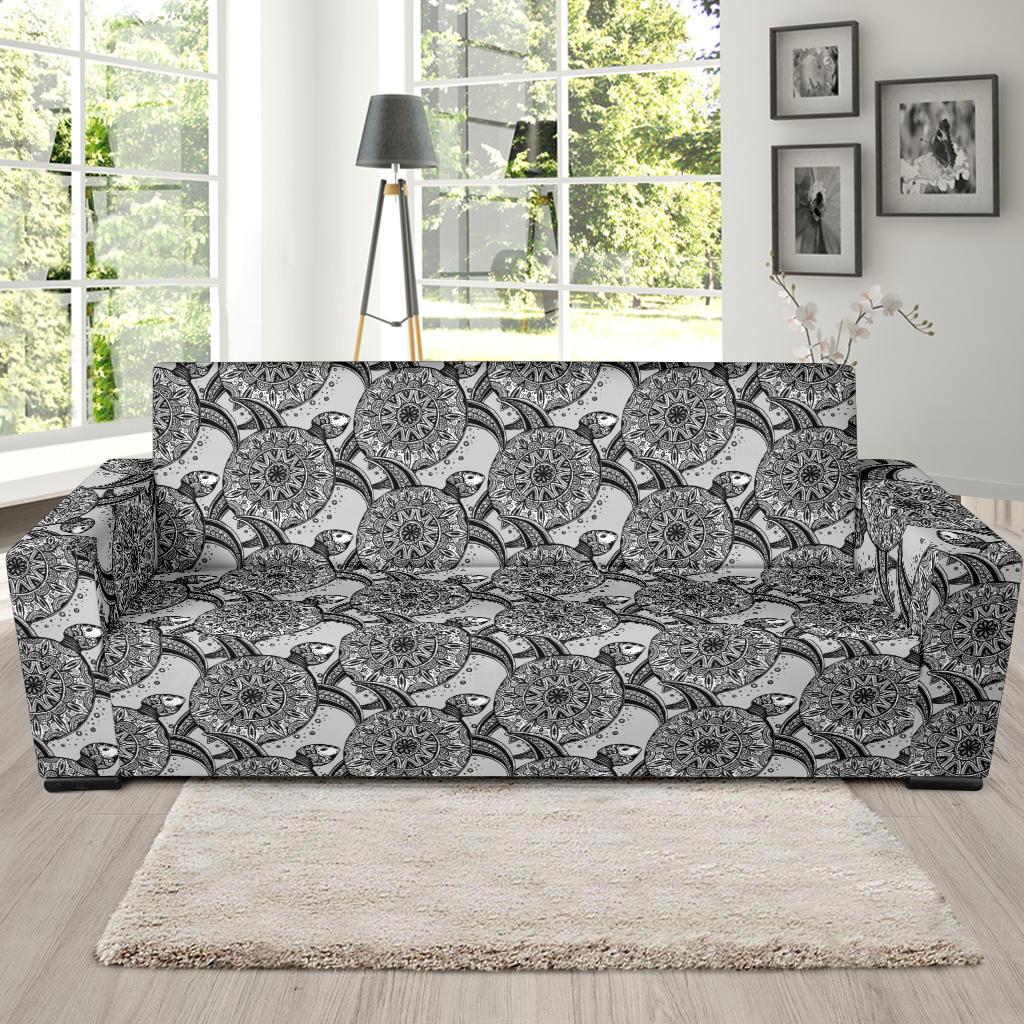 Tribal Turtle Polynesian Themed Print Sofa Slipcover-JTAMIGO.COM