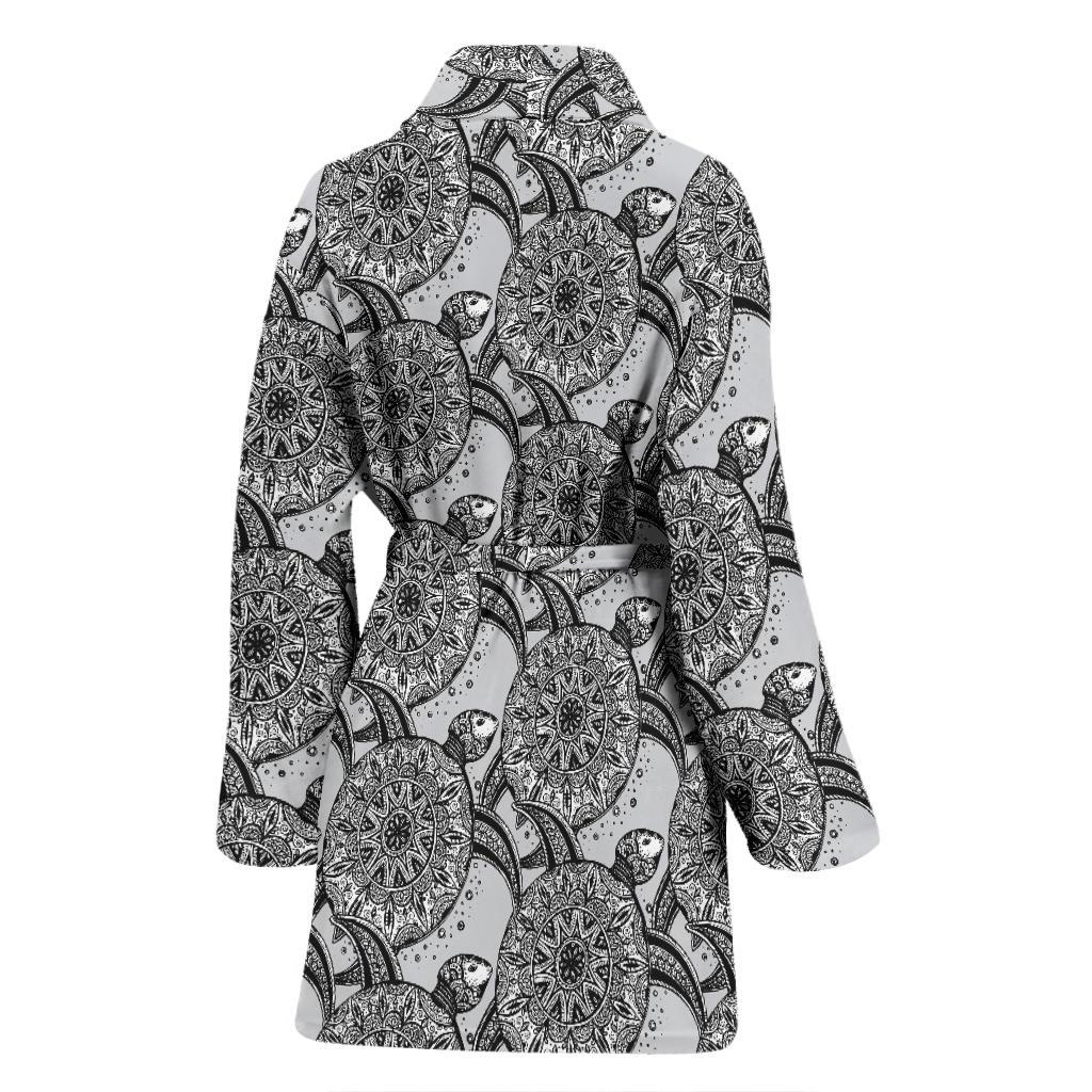 Tribal Turtle Polynesian Themed Print Women Bath Robe-JTAMIGO.COM