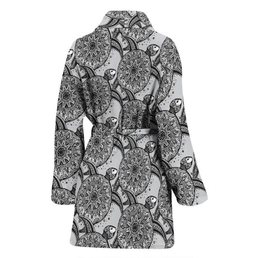 Tribal Turtle Polynesian Themed Print Women Bath Robe-JTAMIGO.COM