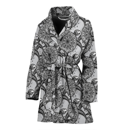 Tribal Turtle Polynesian Themed Print Women Bath Robe-JTAMIGO.COM