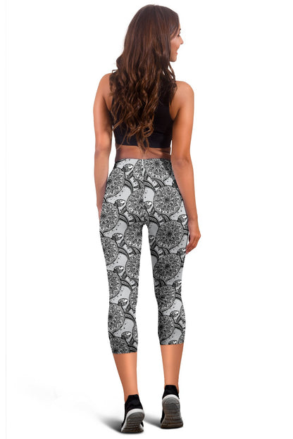 Tribal Turtle Polynesian Themed Print Women Capris