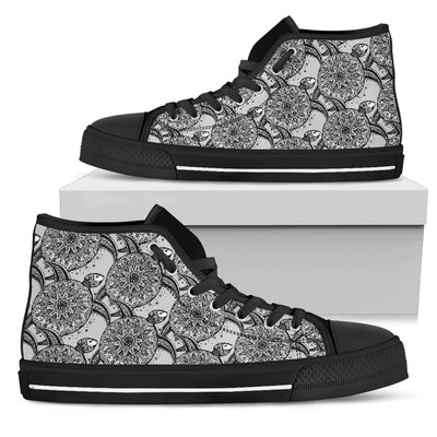 Tribal Turtle Polynesian Themed Print Women High Top Shoes