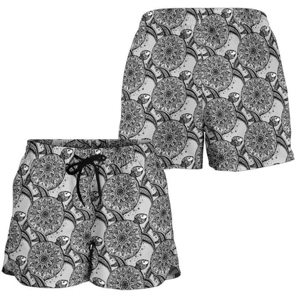 Tribal Turtle Polynesian Themed Print Women Shorts-JTAMIGO.COM