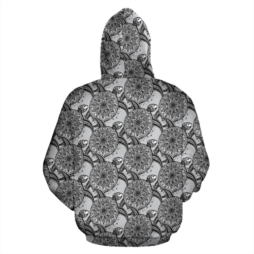 Tribal Turtle Polynesian Themed Print Zip Up Hoodie