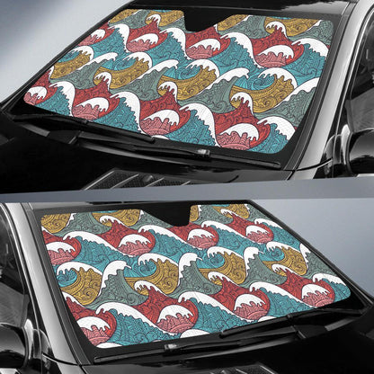 Tribal Wave Pattern Print Car Sun Shade For Windshield