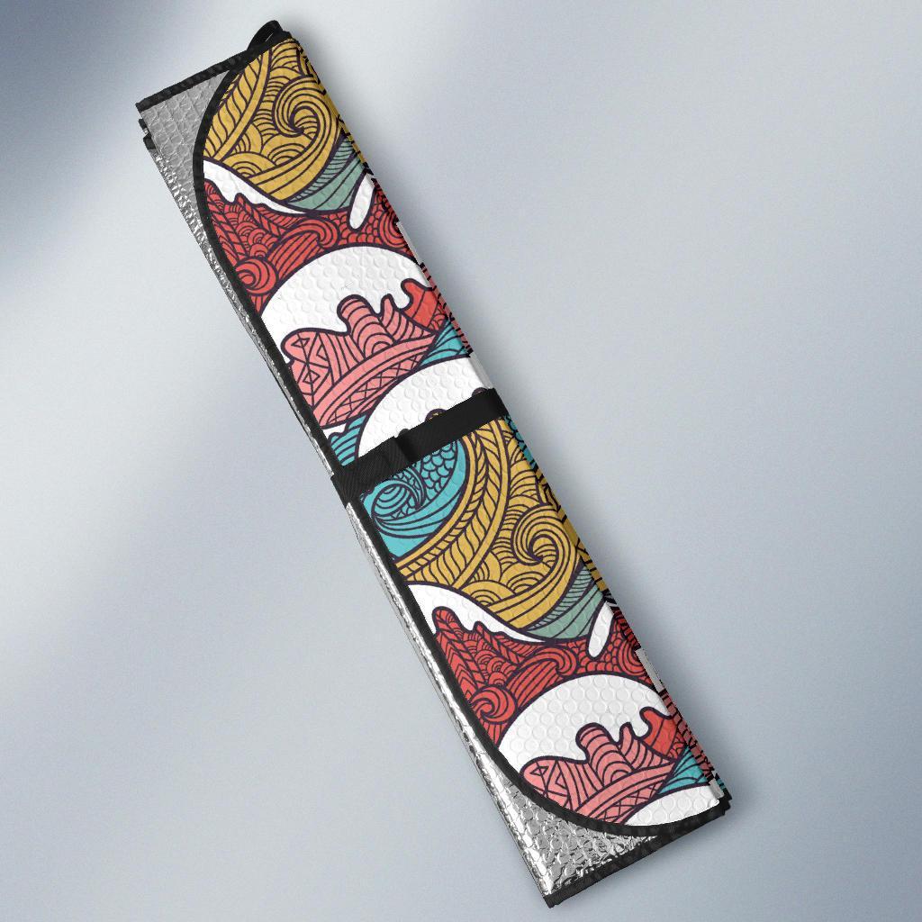 Tribal Wave Pattern Print Car Sun Shade For Windshield