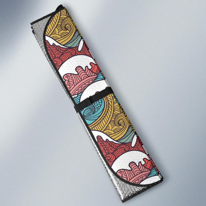 Tribal Wave Pattern Print Car Sun Shade For Windshield