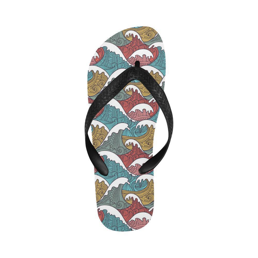 Tribal Wave Pattern Print Flip Flops-JTAMIGO.COM