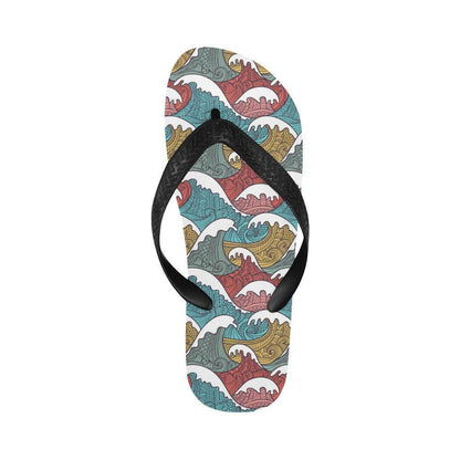 Tribal Wave Pattern Print Flip Flops-JTAMIGO.COM