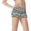 Tribal Wave Pattern Print High Waisted Spandex Shorts-JTAMIGO.COM