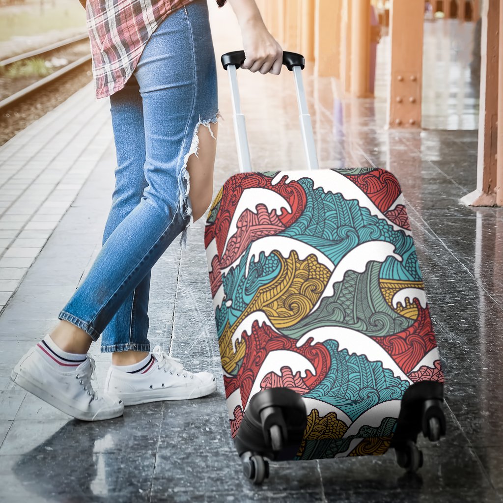 Tribal Wave Pattern Print Luggage Cover Protector