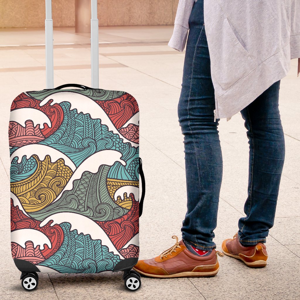 Tribal Wave Pattern Print Luggage Cover Protector