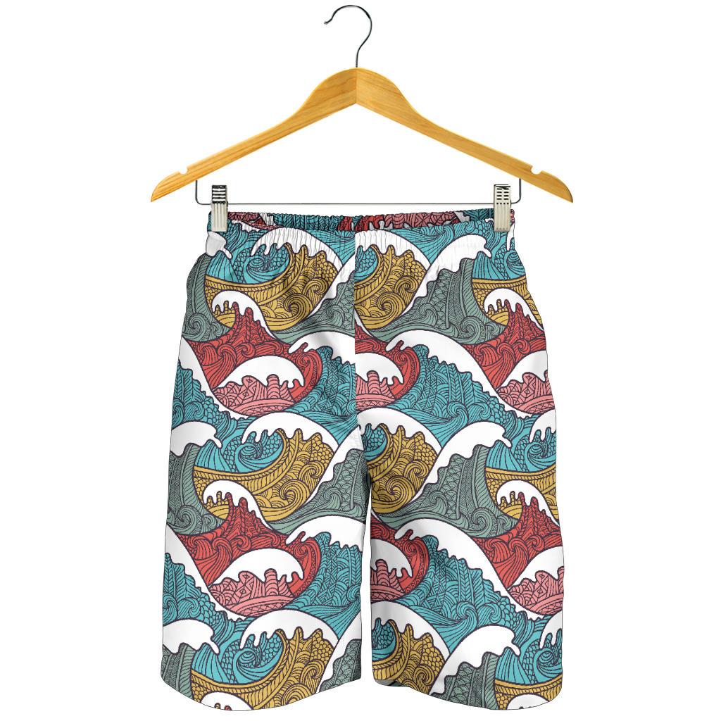 Tribal Wave Pattern Print Mens Shorts-JTAMIGO.COM