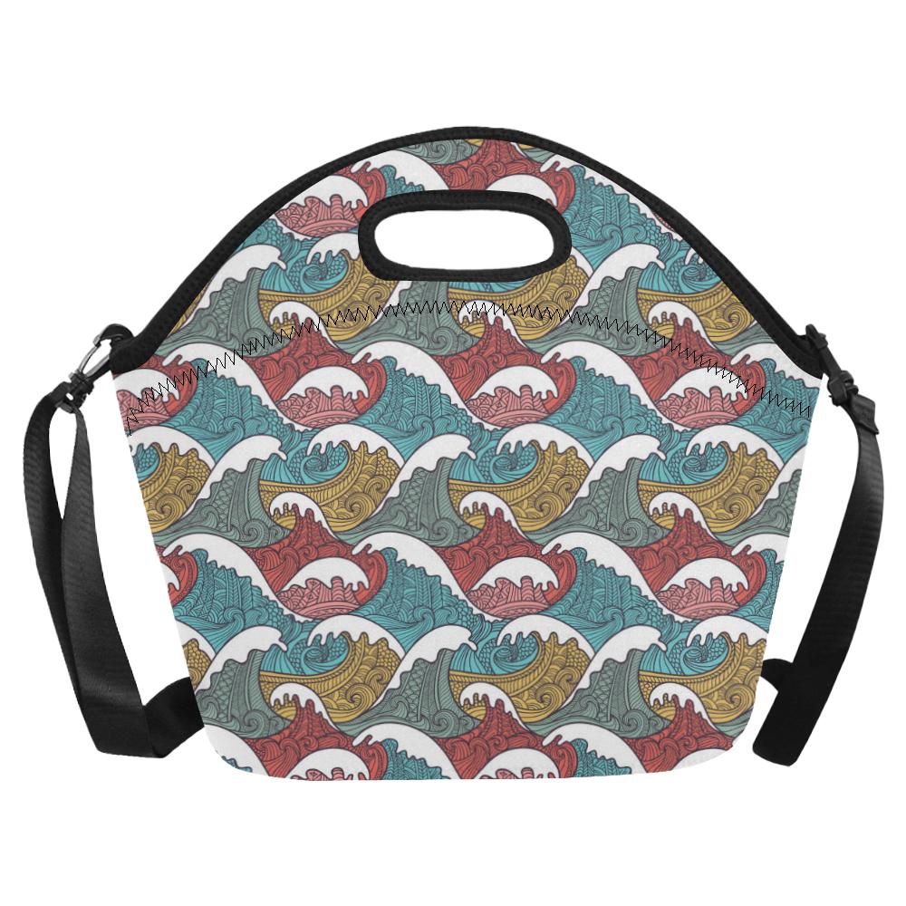 Tribal Wave Pattern Print Neoprene Lunch Bag (Model 1669)(Large)-JTAMIGO.COM