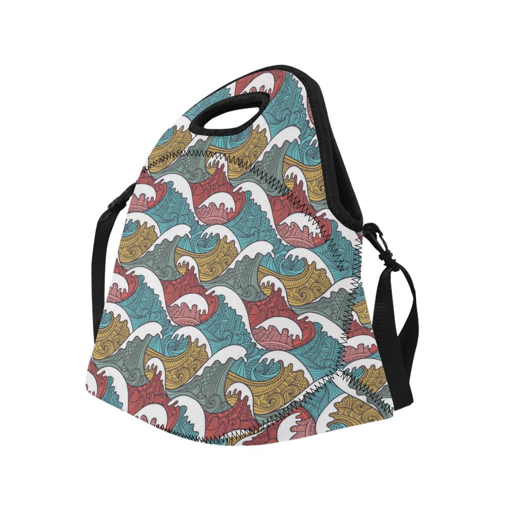 Tribal Wave Pattern Print Neoprene Lunch Bag (Model 1669)(Large)-JTAMIGO.COM