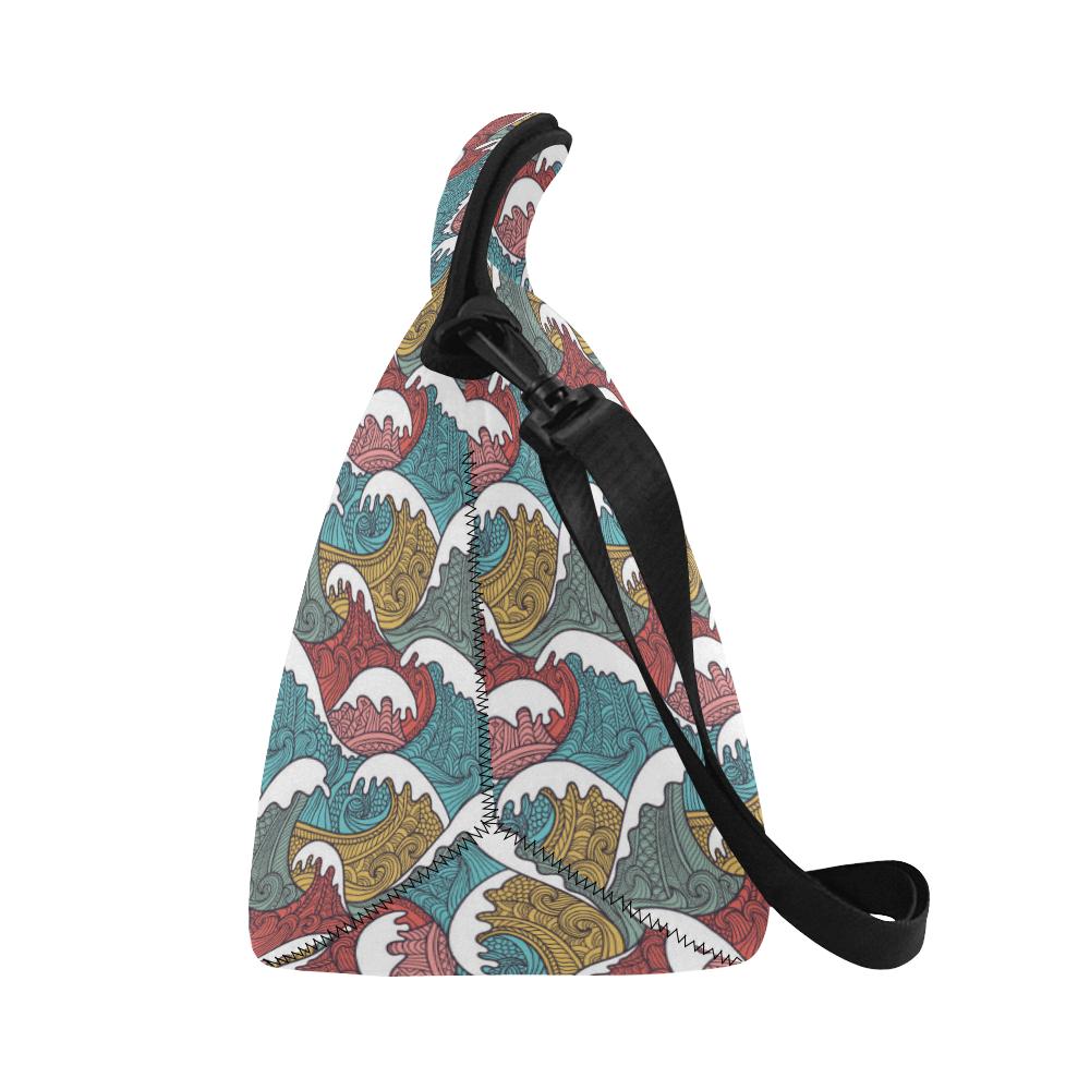 Tribal Wave Pattern Print Neoprene Lunch Bag (Model 1669)(Large)-JTAMIGO.COM