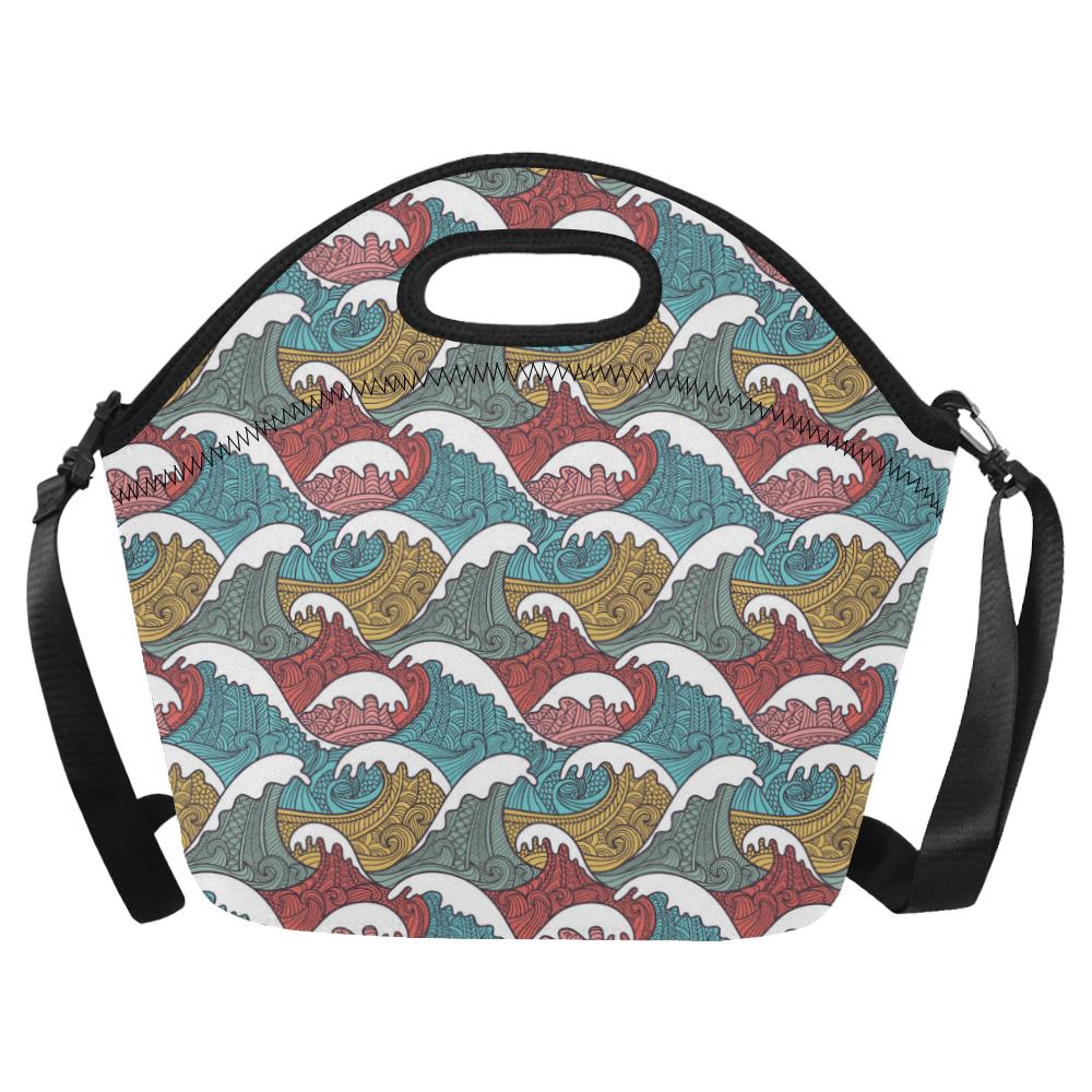 Tribal Wave Pattern Print Neoprene Lunch Bag (Model 1669)(Large)-JTAMIGO.COM