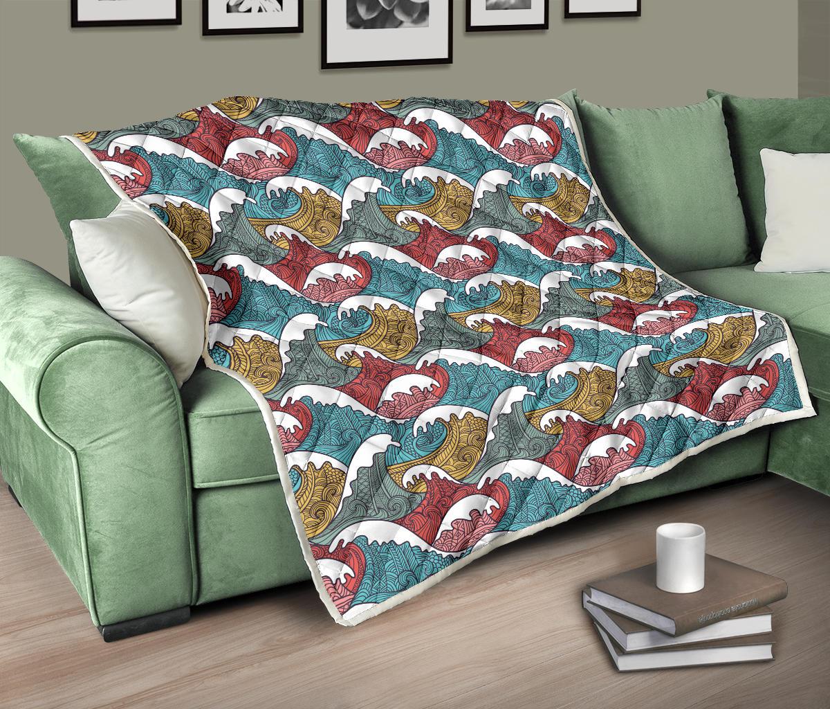 Tribal Wave Pattern Print Premium Quilt-JTAMIGO.COM