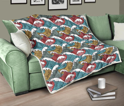 Tribal Wave Pattern Print Premium Quilt-JTAMIGO.COM