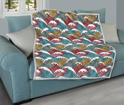 Tribal Wave Pattern Print Premium Quilt-JTAMIGO.COM