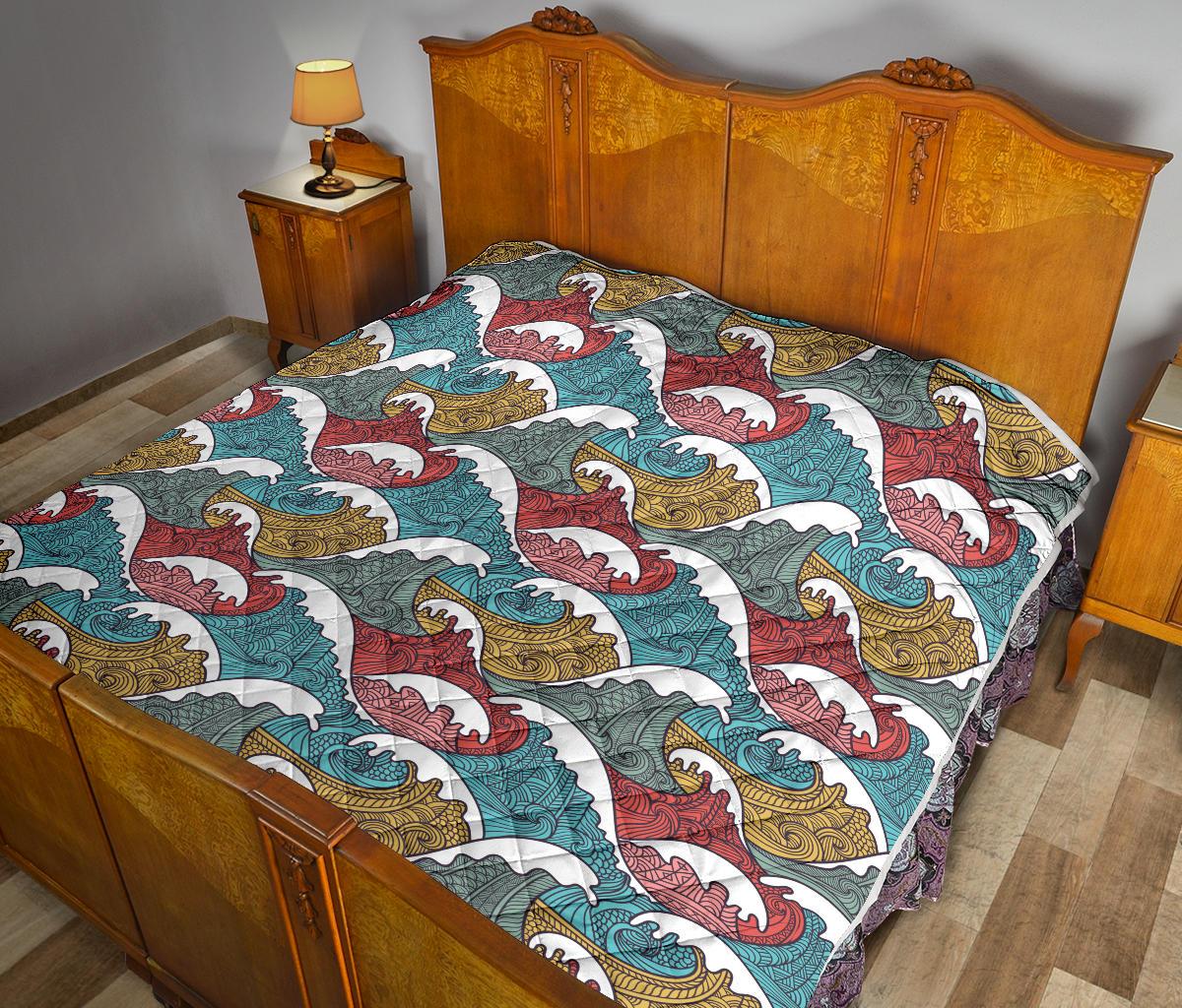 Tribal Wave Pattern Print Premium Quilt-JTAMIGO.COM