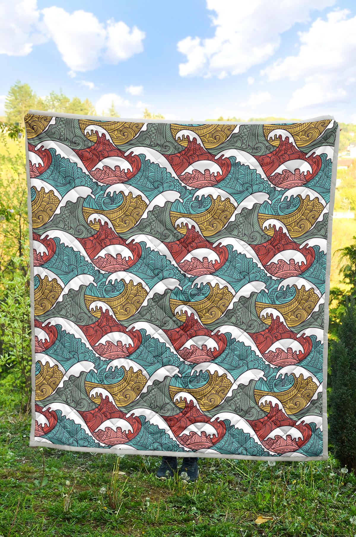 Tribal Wave Pattern Print Premium Quilt-JTAMIGO.COM
