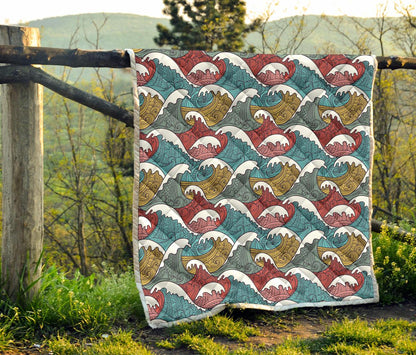 Tribal Wave Pattern Print Premium Quilt-JTAMIGO.COM
