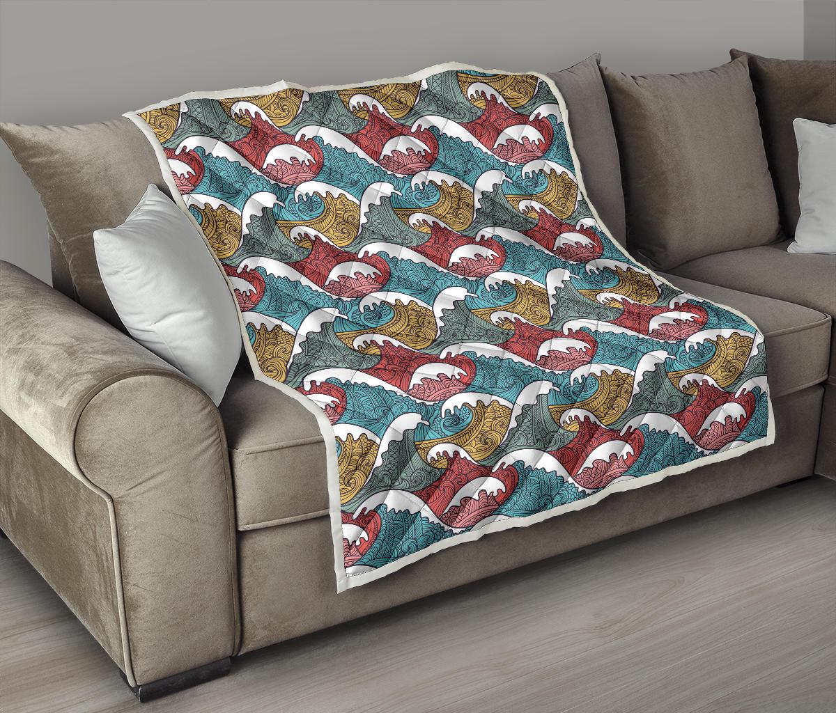 Tribal Wave Pattern Print Premium Quilt-JTAMIGO.COM