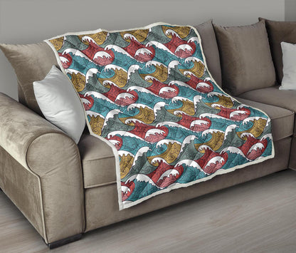 Tribal Wave Pattern Print Premium Quilt-JTAMIGO.COM