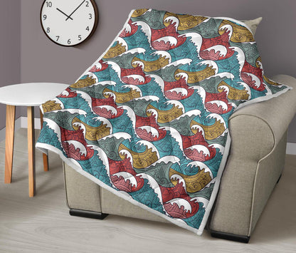 Tribal Wave Pattern Print Premium Quilt-JTAMIGO.COM