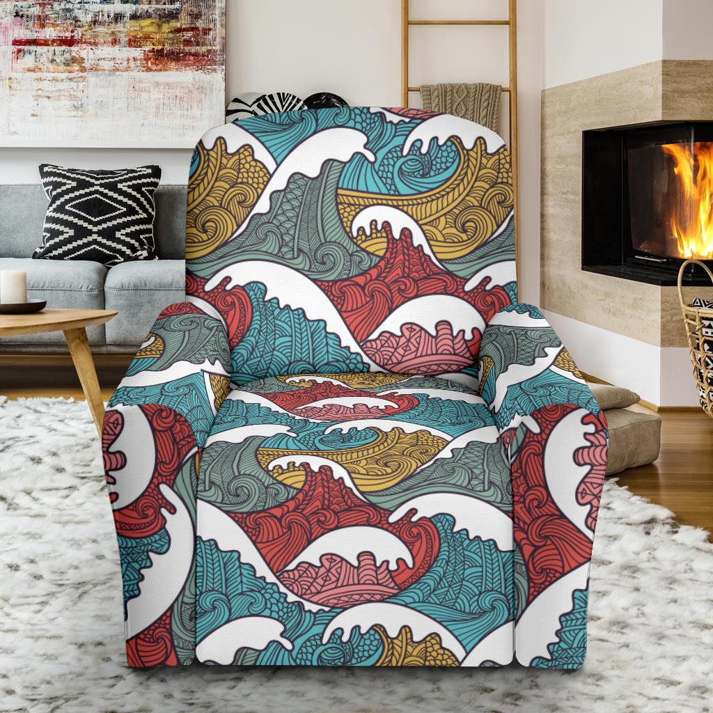 Tribal Wave Pattern Print Single Sofa Slipcover -JTAMIGO.COM