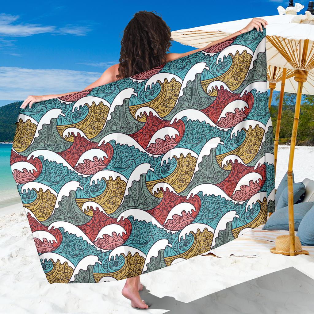Tribal Wave Pattern Print Sarong Pareo Wrap