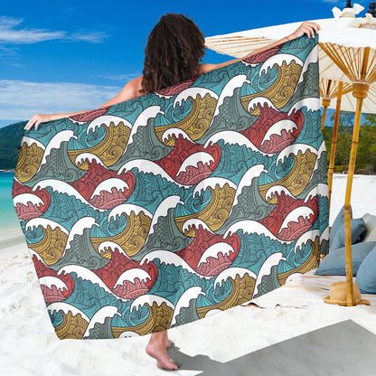 Tribal Wave Pattern Print Sarong Pareo Wrap