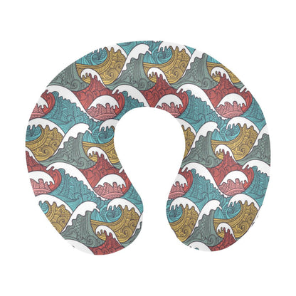 Tribal Wave Pattern Print U-Shaped Travel Neck Pillow-JTAMIGO.COM