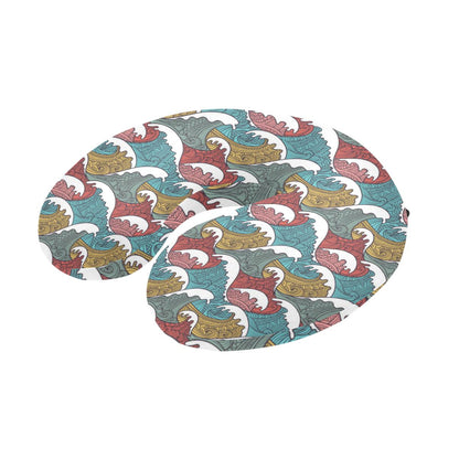 Tribal Wave Pattern Print U-Shaped Travel Neck Pillow-JTAMIGO.COM