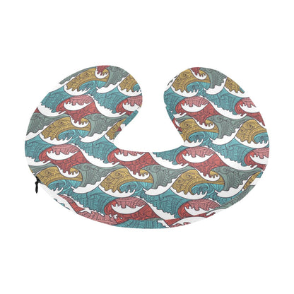 Tribal Wave Pattern Print U-Shaped Travel Neck Pillow-JTAMIGO.COM