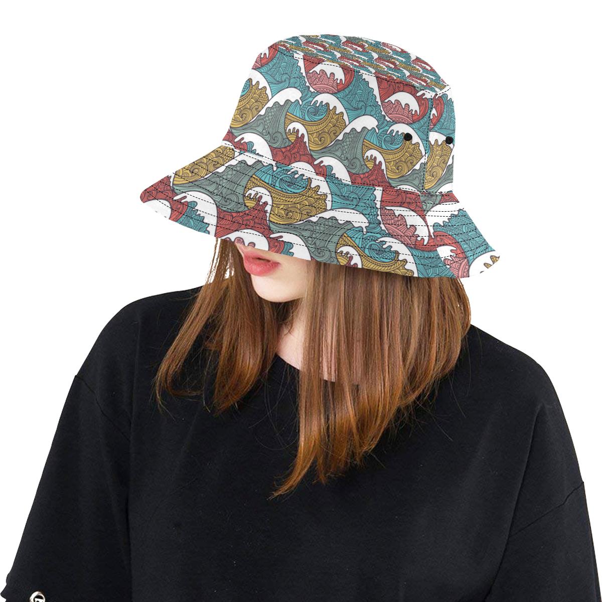Tribal Wave Pattern Print Unisex Bucket Hat