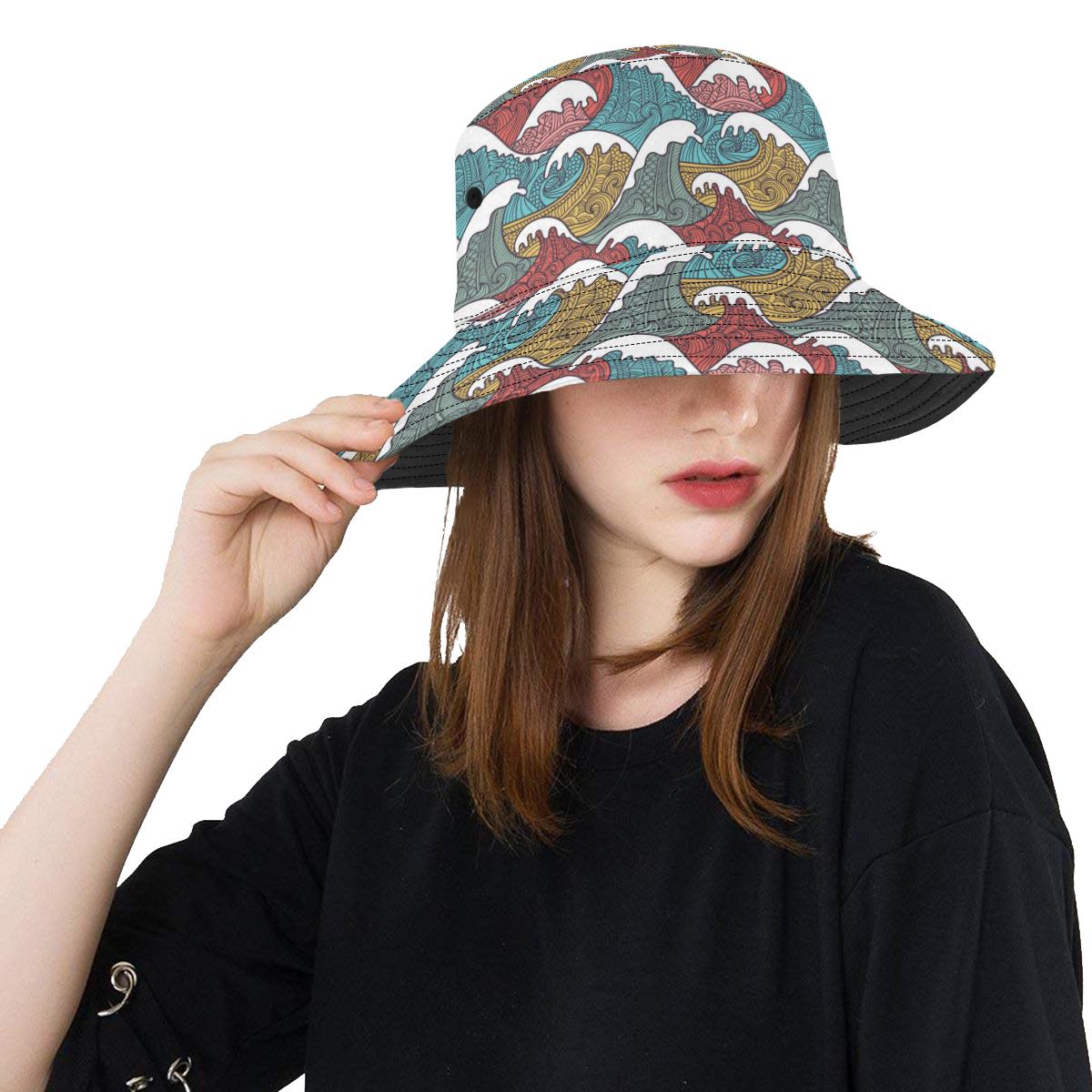 Tribal Wave Pattern Print Unisex Bucket Hat