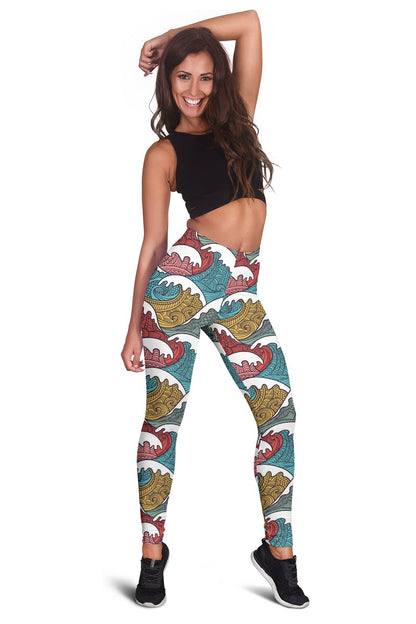 Tribal Wave Pattern Print Women Leggings