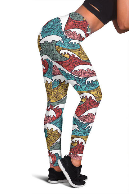 Tribal Wave Pattern Print Women Leggings