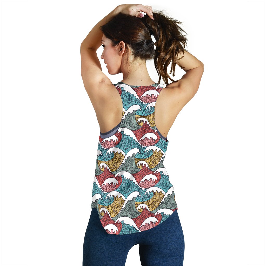 Tribal Wave Pattern Print Women Racerback Tank Top