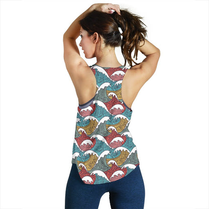 Tribal Wave Pattern Print Women Racerback Tank Top