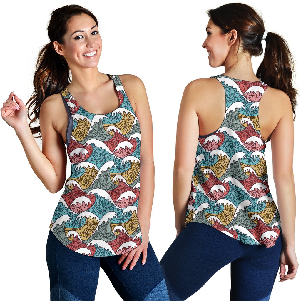 Tribal Wave Pattern Print Women Racerback Tank Top