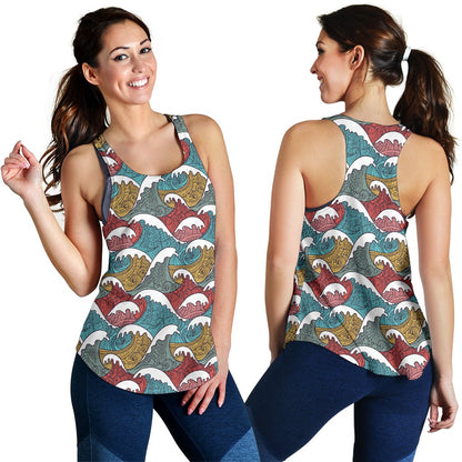 Tribal Wave Pattern Print Women Racerback Tank Top