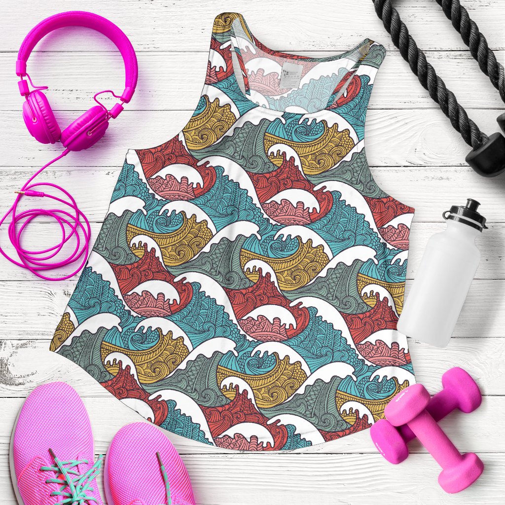 Tribal Wave Pattern Print Women Racerback Tank Top