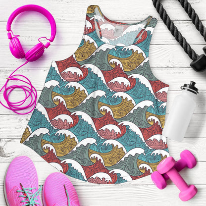 Tribal Wave Pattern Print Women Racerback Tank Top