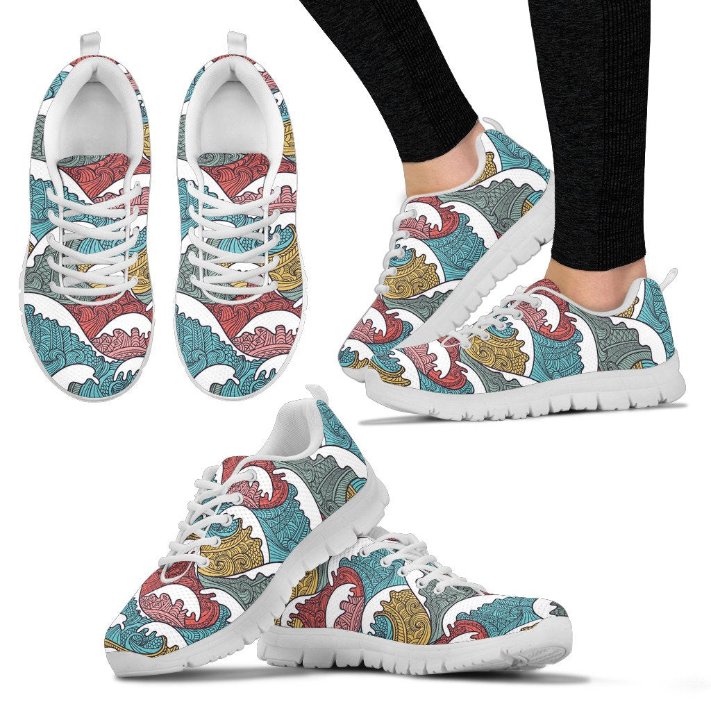 Tribal Wave Pattern Print Women Sneakers Shoes
