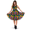 Tropical Flower Colorful Print Sleeveless Dress