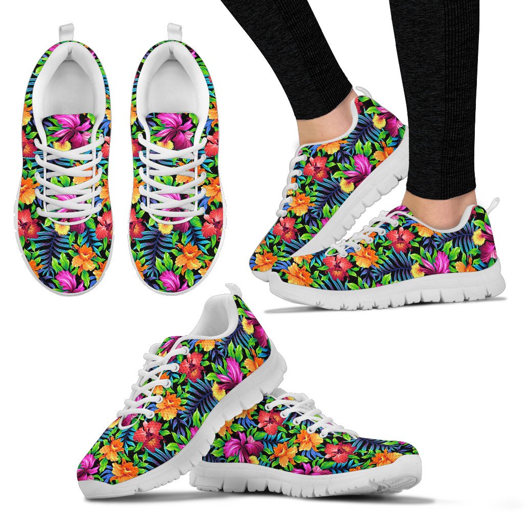 Tropical Flower Colorful Print Women Sneakers Shoes